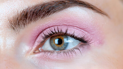Obraz premium Close-up eye makeup, pink eyeshadow, beauty shot