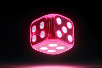 Glowing pink dice floating in darkness create captivating, vibra
