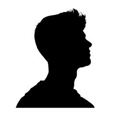 young man face profile silhouette - vector illustration