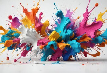 Colorful abstract splashes against a white background, background, energetic, gradient colors