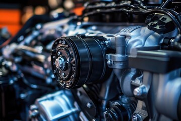A close-up view of a motorcycle engine's inner workings, perfect for illustrating articles about mechanics or motor vehicles