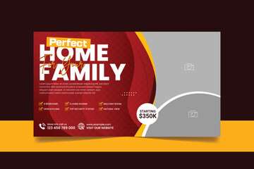 Real estate house property sale promotional web banner social media template design