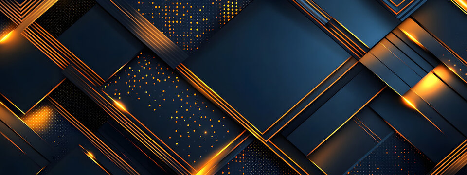 Modern background design with dark blue and gold colors, geometric shapes
