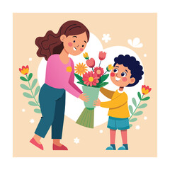 Mothers day concept vector illustration Happy Mothers day design