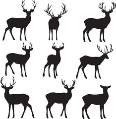 set of deer silhouettes