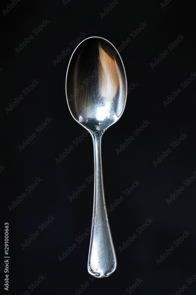 Poster a single spoon placed on a table surface