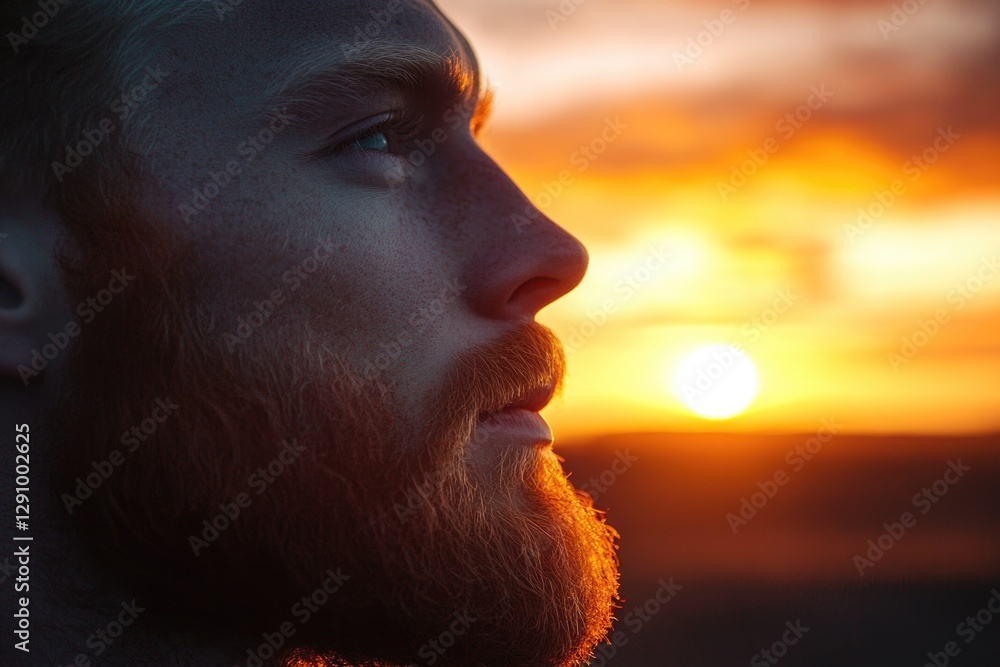 Aufkleber a close-up shot of a man with a beard, great for portrait use or as a profile picture