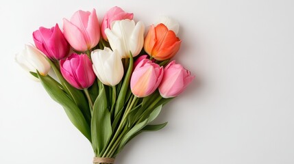 Fototapeta premium Delicate arrangement of pastel tulips showcasing soft hues for a serene floral display