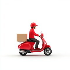 delivery man on scooter with package