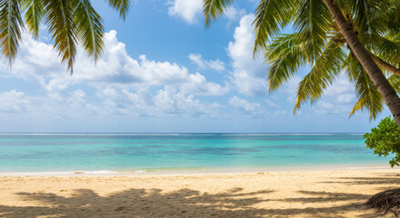 Tropical beach palm trees sand ocean paradise travel