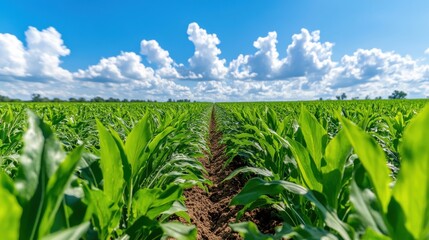 Obraz premium Cover crops improve soil health in a diverse agricultural field under a bright blue sky