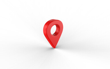 3D render of a isolated red pin icon on a transparent background, a symbol for location and navigation