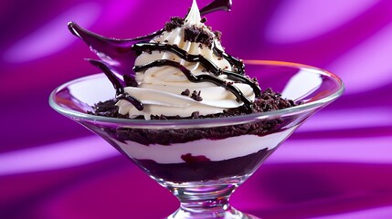 a high-resolution photo of Floating dessert served with a magnetic levitation system. isolated on color background, photorealistic, ultra-sharp focus, clear details, studio lighting, natural