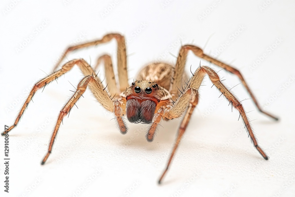 Poster a close-up image of a spider sitting on a white surface