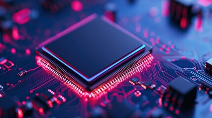 close-up of computer chip on circuit board.