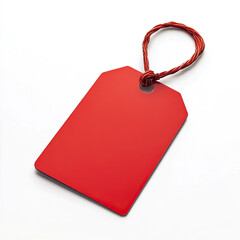 vibrant red tag with smooth surface and sturdy string