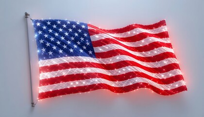 Obraz premium American Flag Waving with Sparkling Lights Patriotic Celebration Design Element