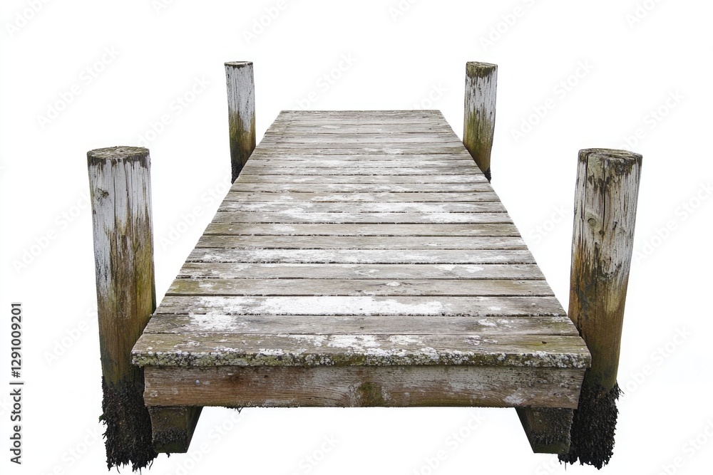 Aufkleber image of a wooden dock with vertical posts, suitable for use in scenes related to lakes, rivers or c