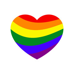 Logo lgbt. Mes del orgullo. Corazón con relleno con líneas curvas como olas con los colores de la bandera arcoiris