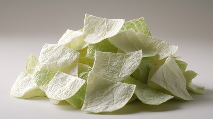 Delicate Pile of Pressed White and Green Leaves