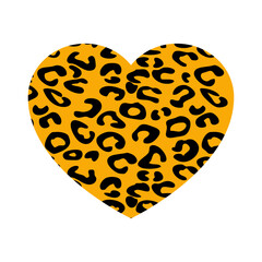 Logo con silueta de corazón con relleno de piel de leopardo para tarjetas y felicitaciones de San Valentín © teracreonte