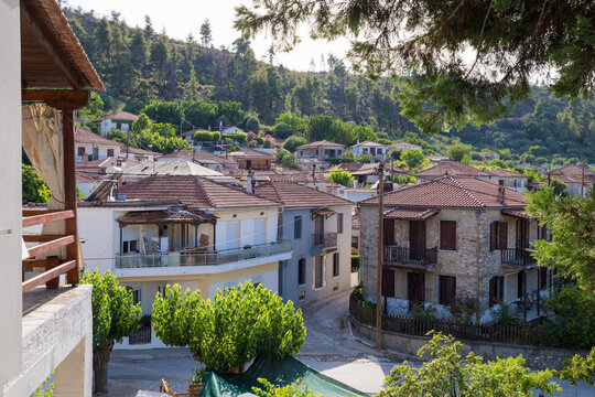 Architecture in the pretty Gouves village, North Evia, Greece