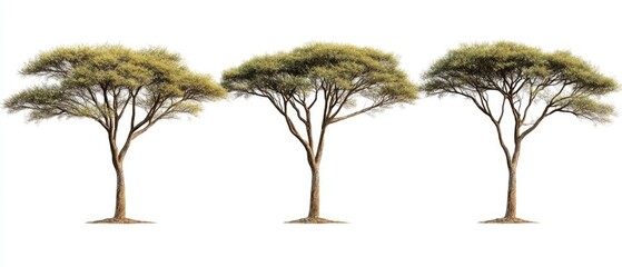 African Acacia Trees Isolated