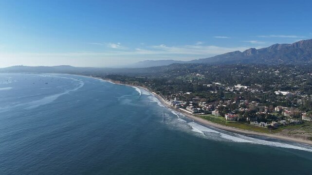 Scenic View of Pacific Ocean and Santa Barbara Coast, California 