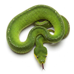 green snake on a white background