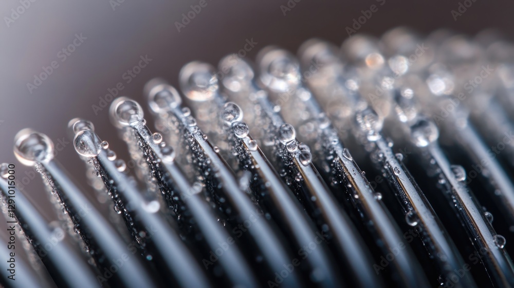 Poster a detailed view of a cluster of water droplets, ideal for illustrations on liquid or scientific conc