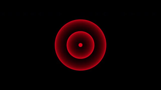 Red concentric circles with glow effects on a black background. This looped animation is isolated and includes an alpha channel.