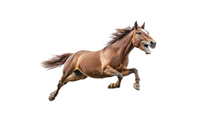 Fototapeta premium Majestic horse galloping across an open field during daylight, showcasing its power and grace in motion, cut out