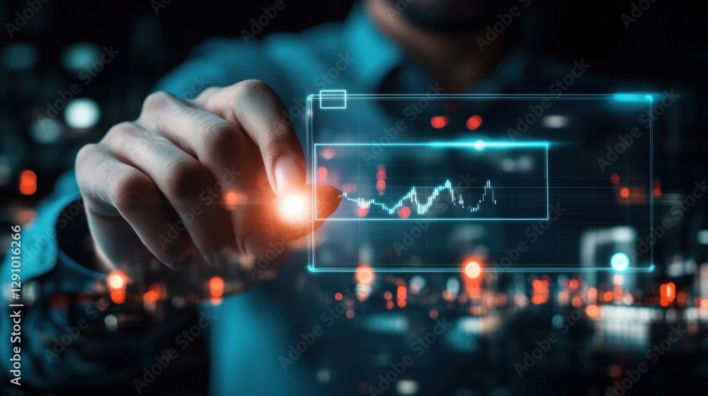 Poster innovative data visualization techniques urban business hub digital graphics nighttime cityscape clo