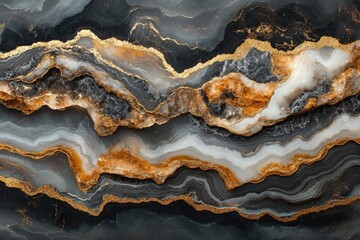 Fototapeta premium Stunning Gold & Black Abstract Agate Texture