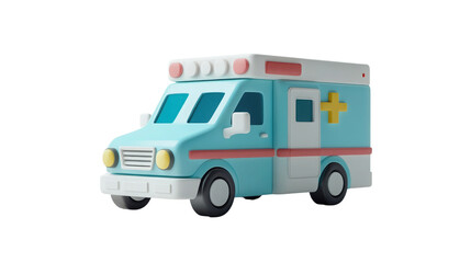 Fototapeta premium Colorful toy ambulance with bright details designed for children’s playtime and imaginative scenarios, cut out
