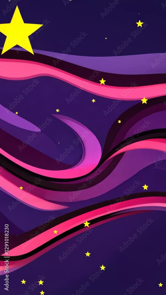 Poster A vibrant purple and pink background with a multitude of stars scattered throughout. The stars are of various sizes and are positioned in different areas of the background
