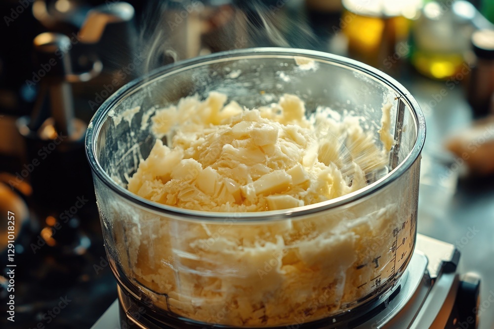 Poster a food processor with a mixture of food inside, perfect for culinary use