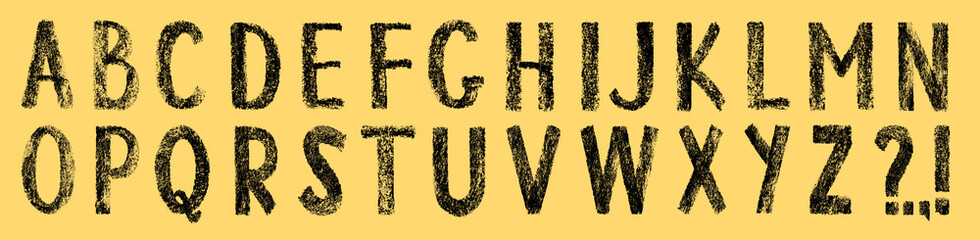 Grunge vintage alphabet of capital letters for distressed textured font.