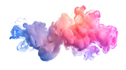 Abstract background with blue and pink mixed paints underwater ,Colorful ink in water isolated on white background