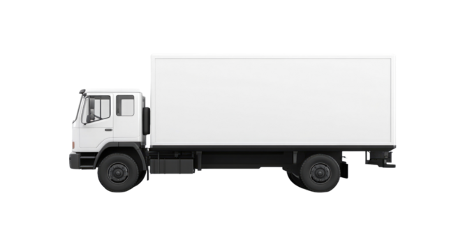 Delivery truck parked on a surface, ready for loading or unloading cargo during daylight