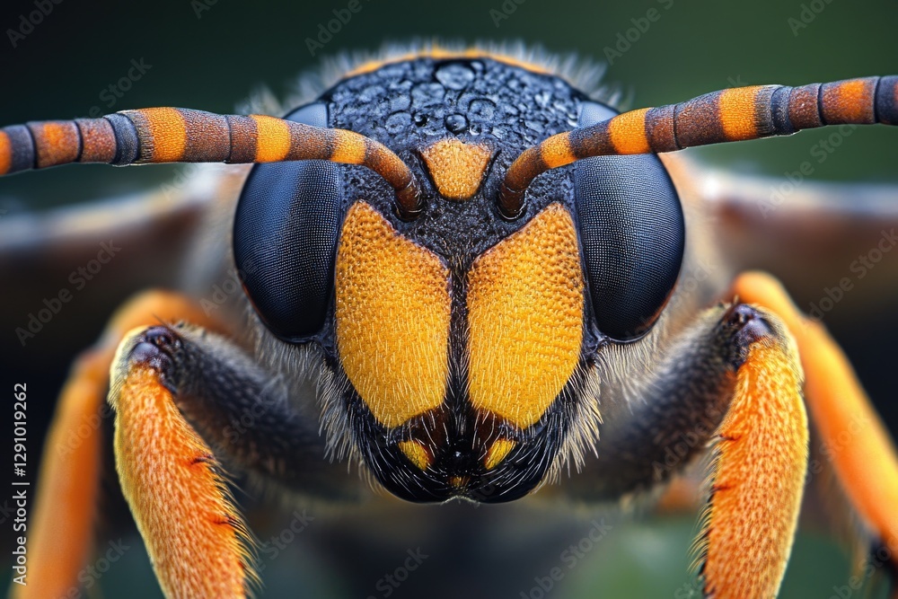 Poster a close-up image of a wasp insect