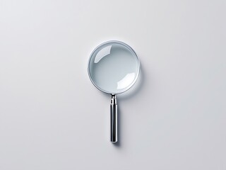 Chrome Magnifying Glass for Inspection and Close Examination on a White Background Surface
