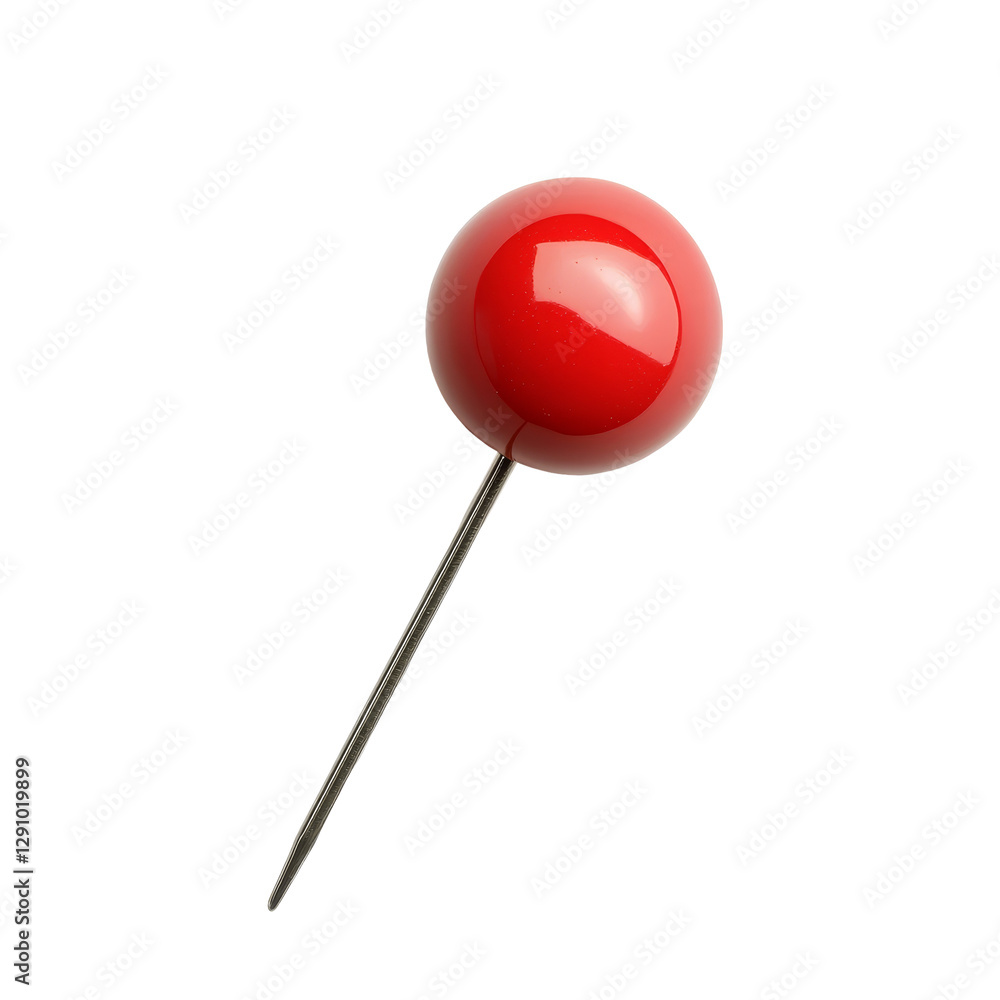Poster red push pin on a clean transparent background ideal for marking important notes and organizing task