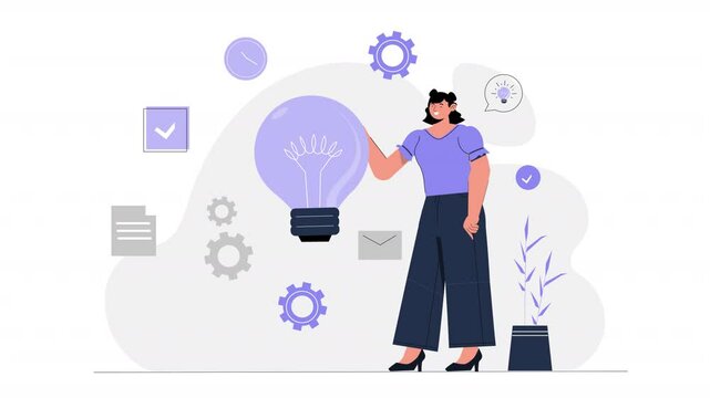 A vector animation emphasizing creative thinking, showing how individuals engage in brainstorming sessions, turning abstract ideas into innovative and practical solutions.