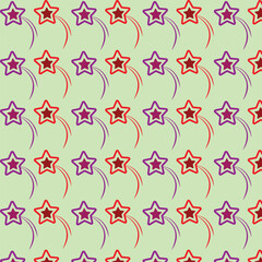 seamless star color background with flowers
