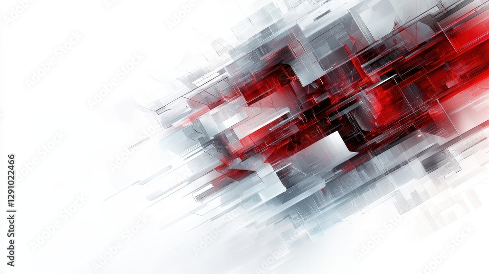 Poster dynamic red and white abstract background, a modern design with flowing shapes gradient