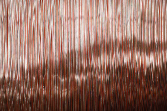Close up of Copper wire rod Rolled pure copper wire Prepare to be made into electrical wire high quality