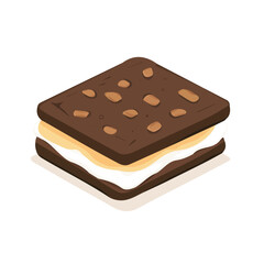 Minimalist flat illustration of S'mores, featuring a clean design isolated on a white background.

