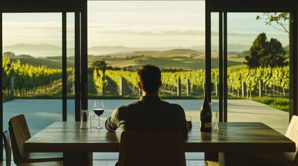 Lottery jackpot winner enjoying a private wine tasting experience. Featuring sophistication and taste