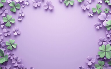 Fototapeta premium Saint Patrick Day Purple 3d background minimalistic mockup with space for text